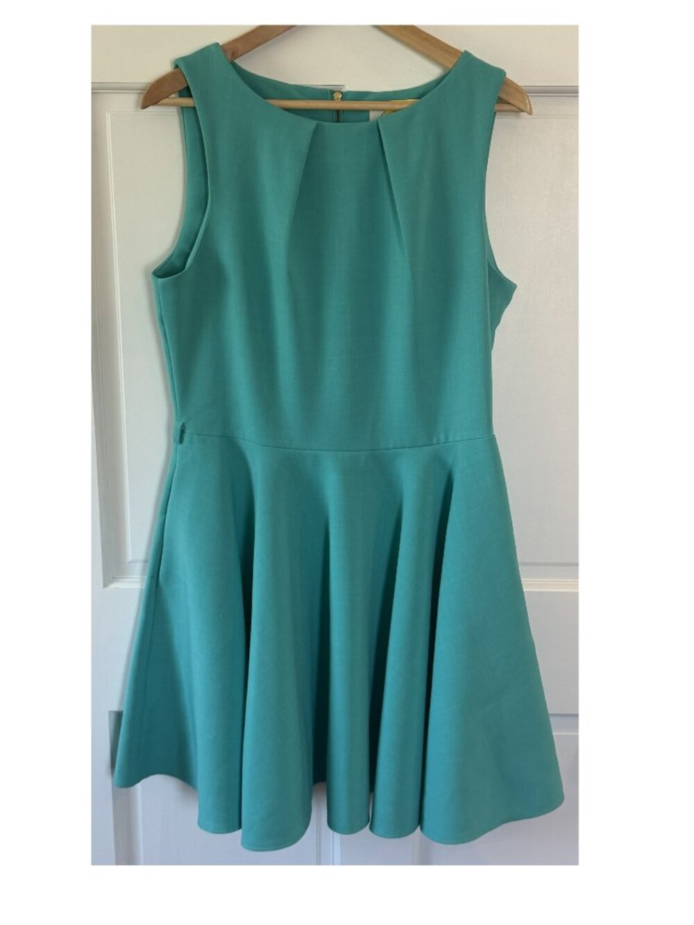 Closet London Teal Turquoise Pleated Skater Dress (UK 16 / US 12)